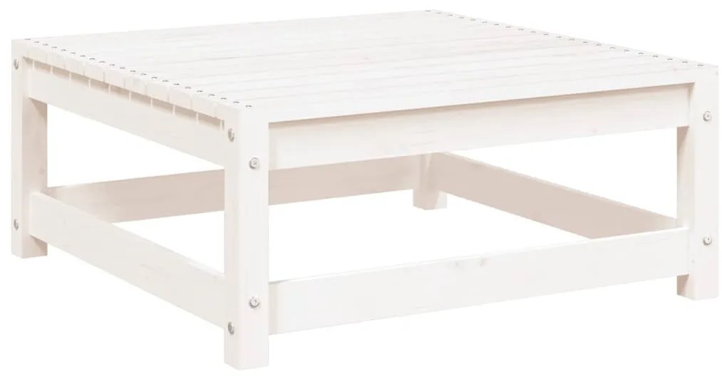 vidaXL fehér tömör fenyőfa kerti lábzsámoly párnával