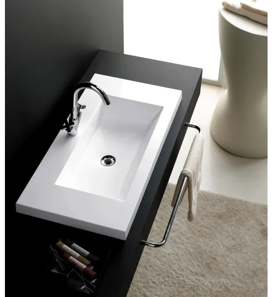 Bathco 0515 - Süllyesztett COLLOTO mosdó 100x40 cm, gyanta, fehér