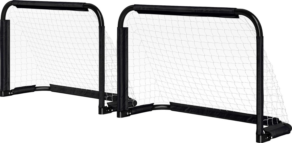 HOMCOM Foci Kapu 2 Darabos Készlet Összecsukható Foci Kapuk Fém Vázon Gyerekeknek és Felnőtteknek, Kert, 90 x 36 x 60 cm, Fekete | Aosom