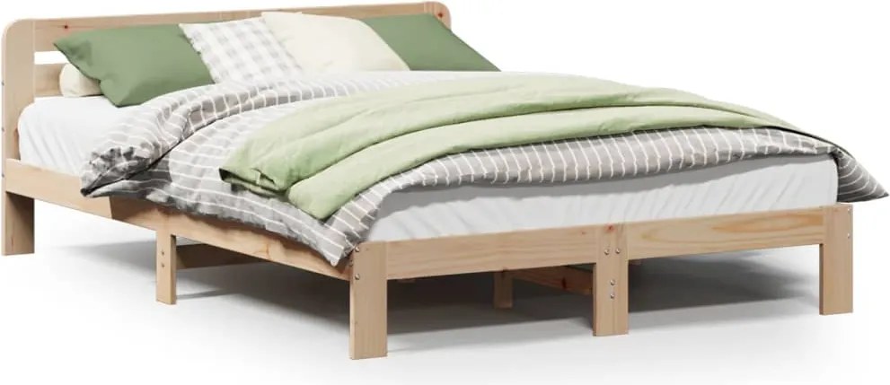 vidaXL tömör fenyőfa ágy matrac nélkül 150x200 cm
