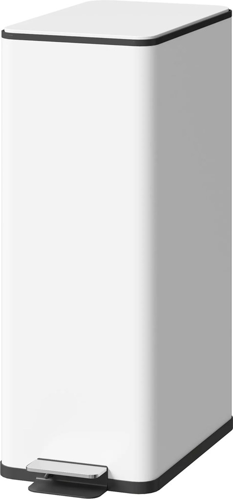 HOMCOM 20 l pedálos szemetes — puha záródású fedél, kivehető belső vödör, ujjlenyomat-álló rozsdamentes acél, fehér | Aosom