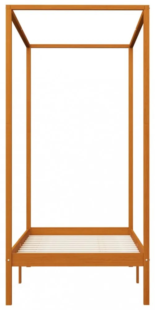 mézbarna tömör fenyőfa baldachinos ágykeret 90 x 200 cm