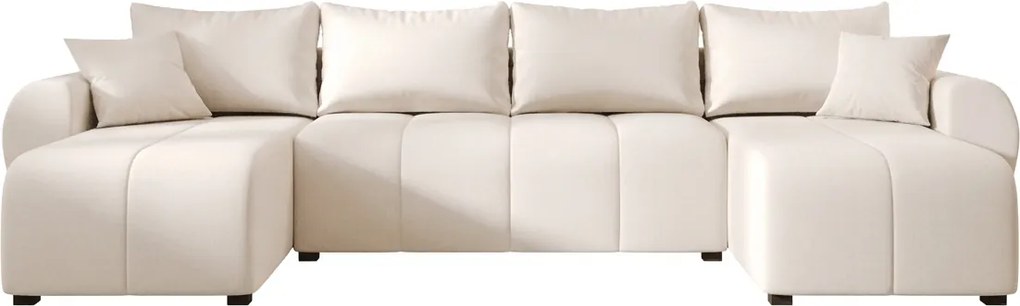 SEVIO U alakú kihúzható ülőgarnitúra, 311x145 cm, krémszínű + 2 párna INGYEN