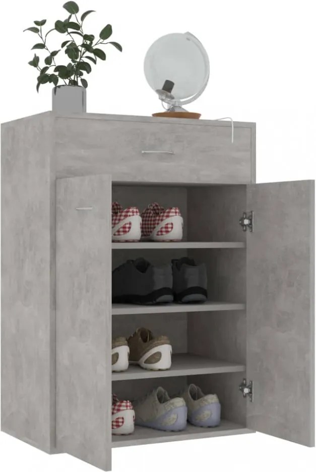 betonszürke szerelt fa cipősszekrény 60 x 35 x 84 cm