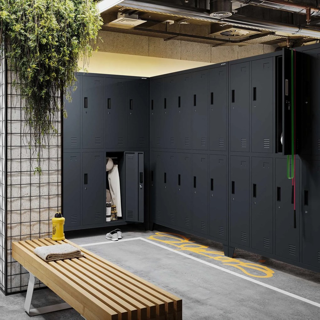 Fém öltözőszekrény BHP, 10 ajtós, BARTEK 1360 x 1720 x 450 mm, antracitszürke