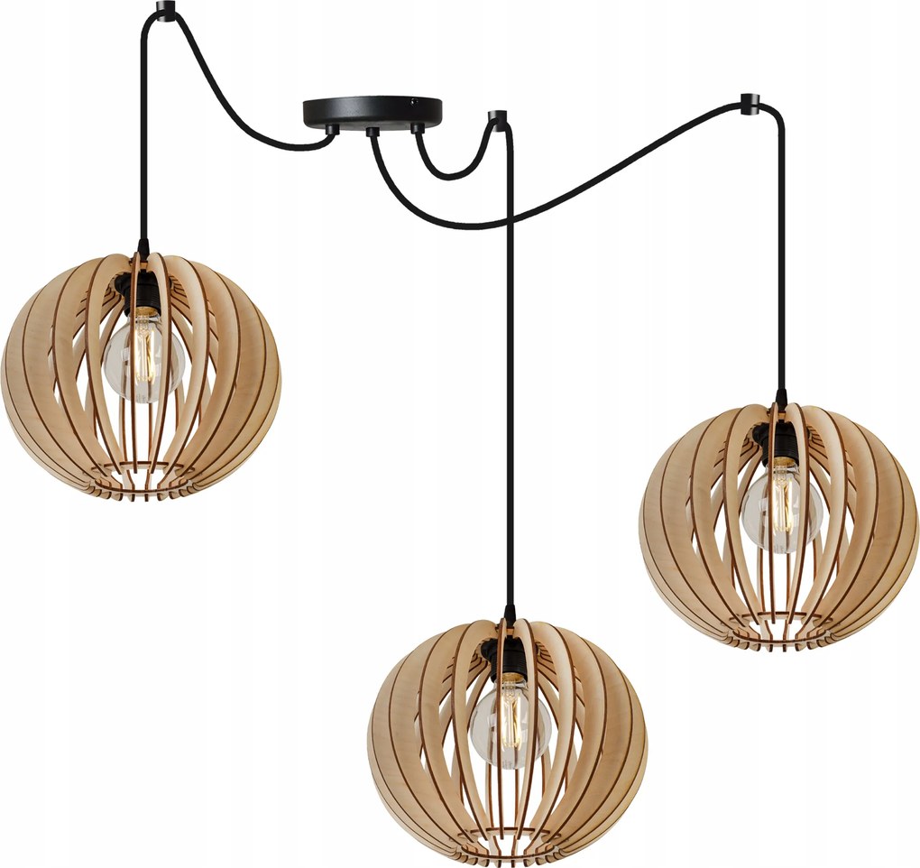 Mennyezeti Lámpa Függeszték Hármas Csillár Fa Modern Boho Led