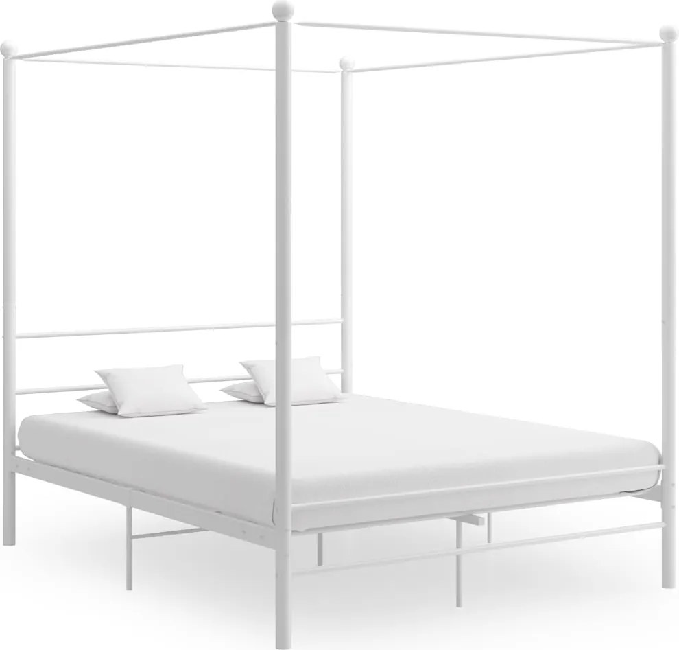 vidaXL fehér fém baldachinos ágykeret 160 x 200 cm