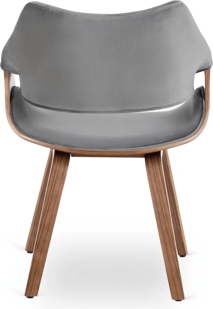 LUISE bársony szék szürke / dió színben