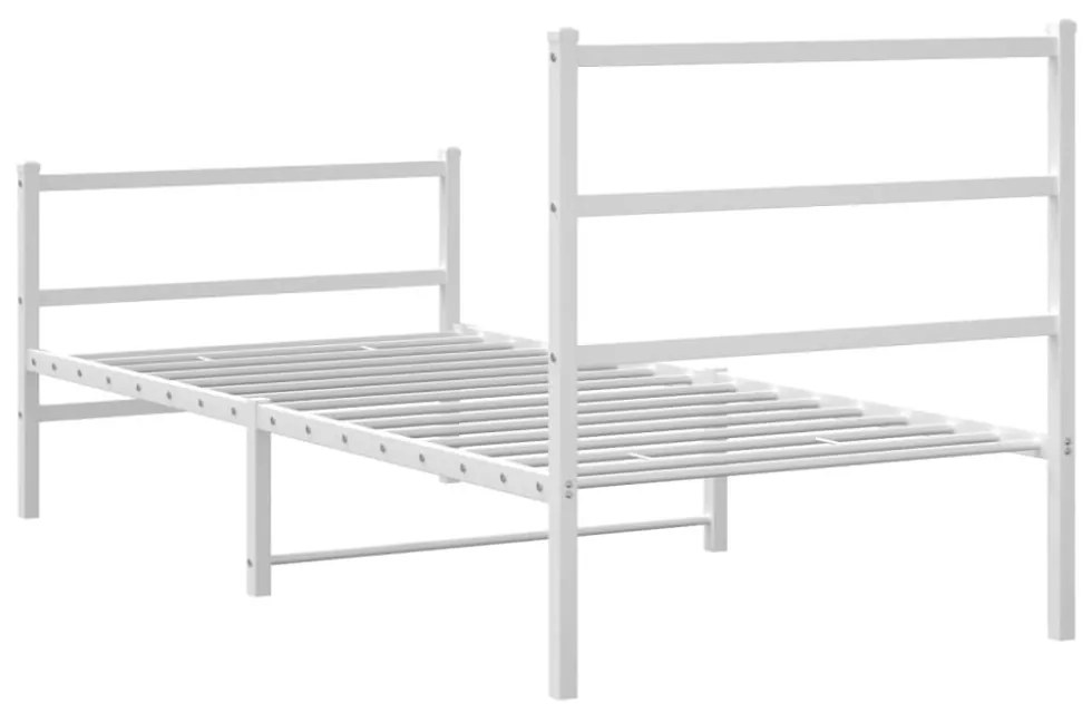 fehér fém ágykeret fej- és lábtámlával 90 x 200 cm