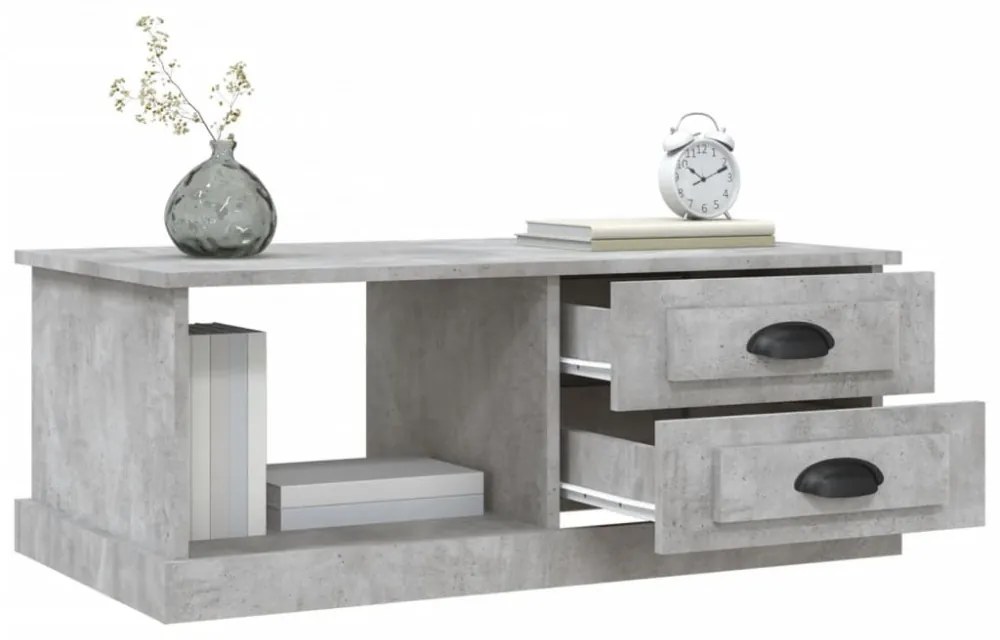 betonszürke szerelt fa dohányzóasztal 90 x 50 x 35 cm