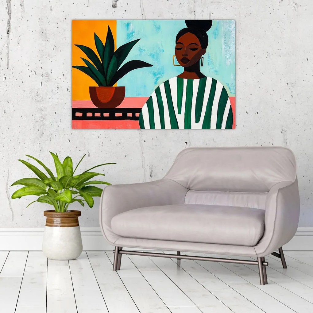 Kép - Nő virággal (90x60 cm)