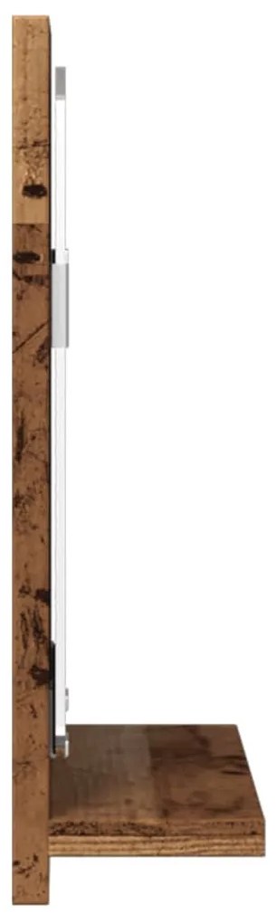 antik fa színű szerelt fa tükrös fürdőszobaszekrény 40x11x37 cm