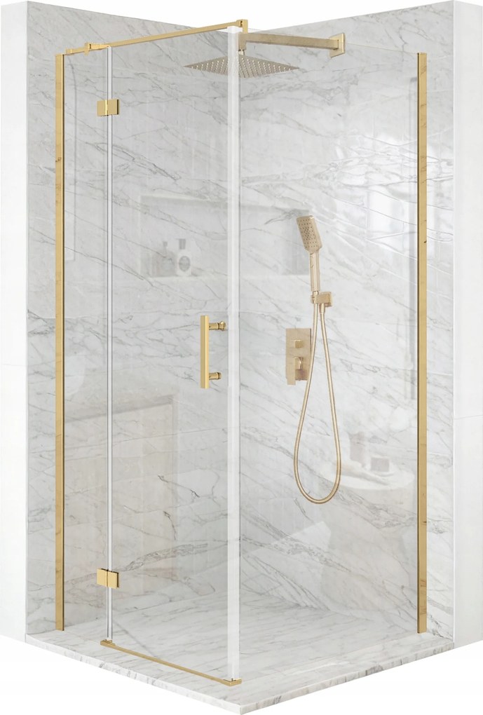 Zuhanykabin 70x70cm billenő ajtó arany Esg üveg 6mm bevonat