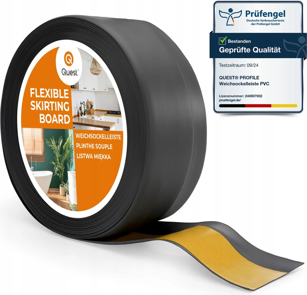 Öntapadós Pvc szegélyléc 50/20 grafit antracit 10m| rugalmas