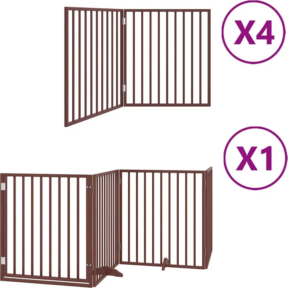 vidaXL barna nyárfa 12 paneles összecsukható kutyakapu ajtóval 960 cm