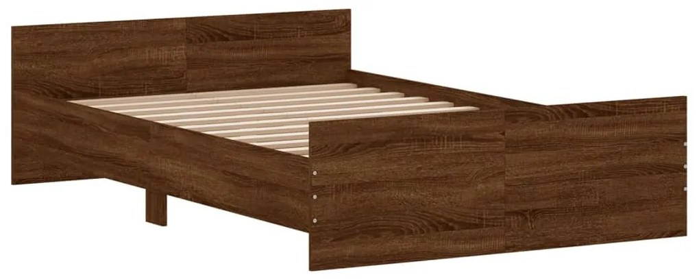 barna tölgyszínű fém ágykeret fej- és lábtámlával 120 x 200 cm