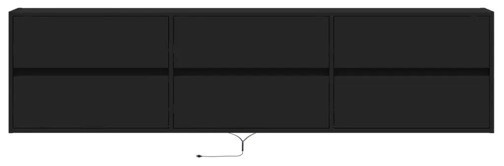 fekete falra szerelhető TV-szekrény LED-del 180 x 31 x 45 cm