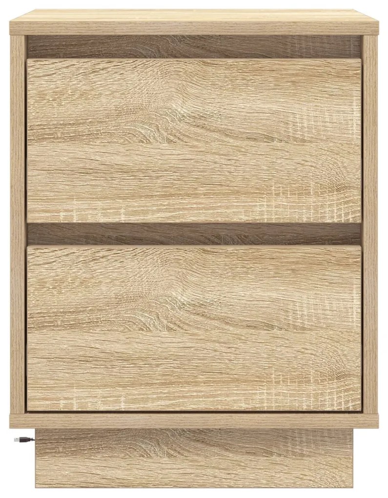 Éjjeli Szekrények LED Fényekkel 2 db Sonoma Tölgy 39x34.5x50 cm