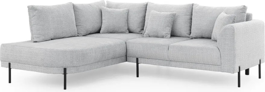 Világosszürke zsenília sarokkanapé (bal oldali-L alakú) Mauris – Ropez