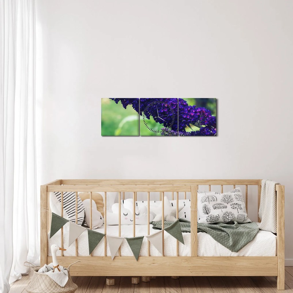 Kék virág képe (órával) (90x30 cm)