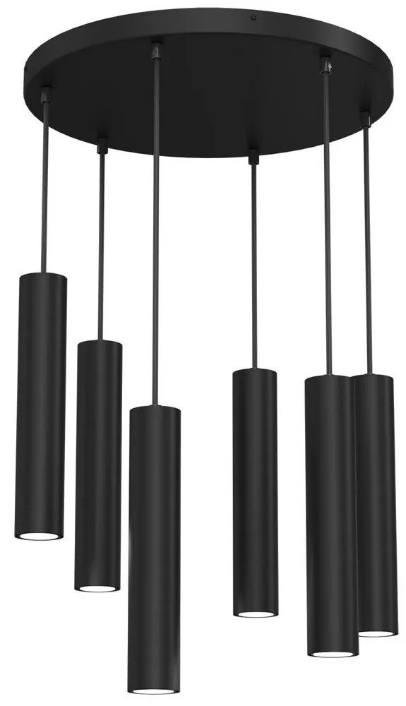 Csillár zsinóron RAITO 6xGU10/8W/230V fekete