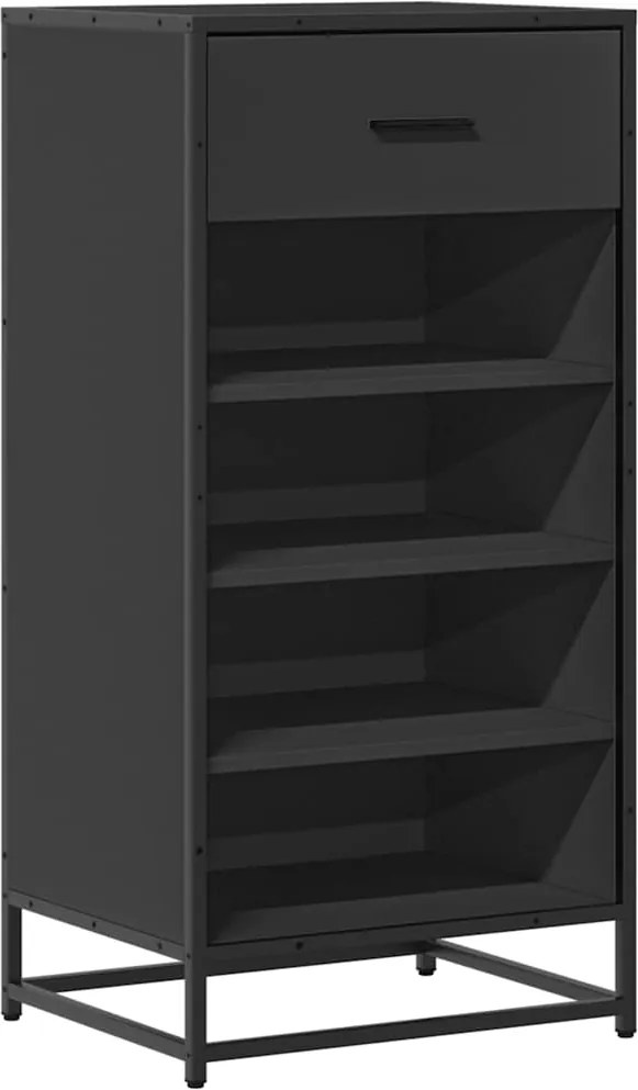 vidaXL fekete szerelt fa cipőtároló szekrény 48x38x97,5 cm