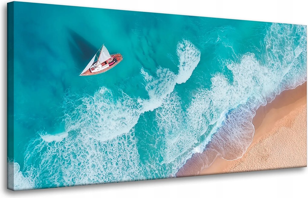 Vászonkép Vitorlás Hullámok Homokpart 80x40 cm Ideális ajándék
