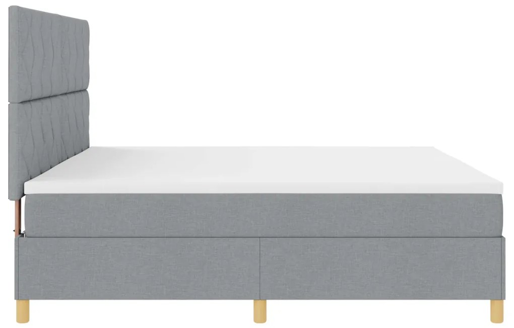 Box Spring Ágy Matrac Közepes Szürke 200x200 cm Szövet