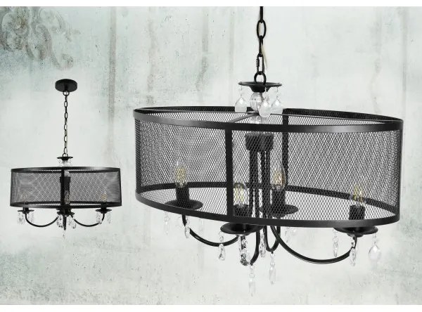 BRESSO láncos csillár 4xE14/12W/230V fekete