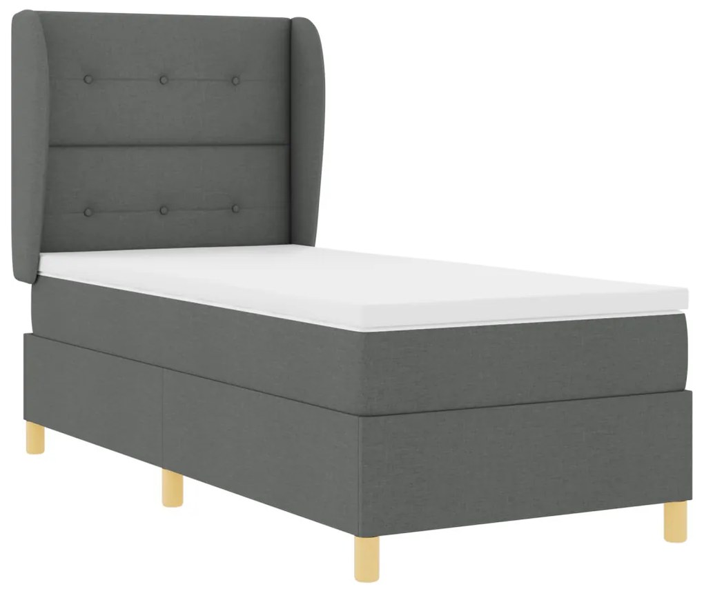 Box Tavas Ágy Matrac Sötétszürke 100x200 cm Szövet