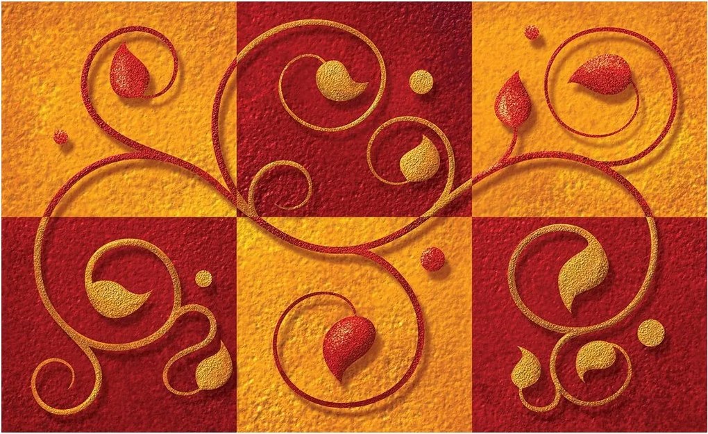 Fotótapéta flizelina Piros-arany növényi háló geometria 368x254 +ragasztó