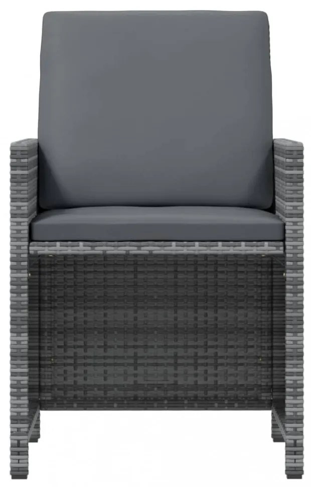 19 részes szürke polyrattan kerti étkezőgarnitúra párnákkal