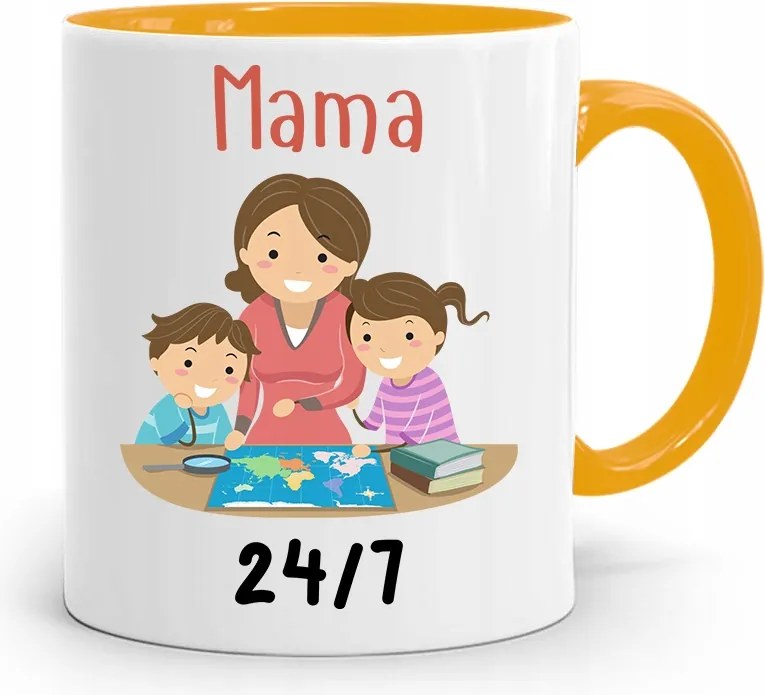 Sárga Bögre Ajándék Anyukáknak 24/7 fényképes nyomattal
