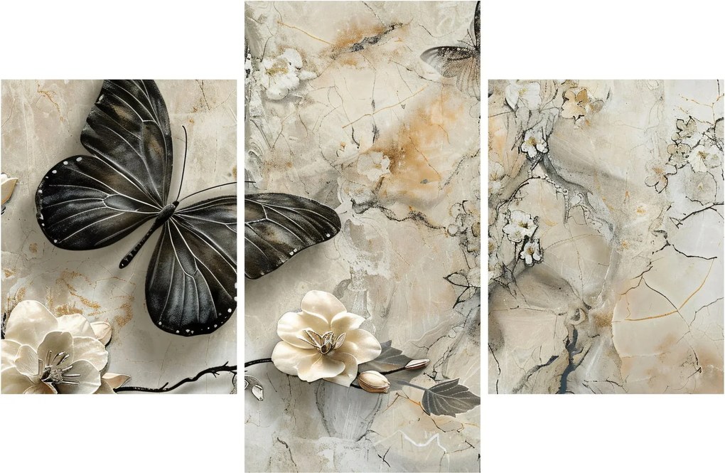 Kép - Márvány háttér pillangókkal (90x60 cm)