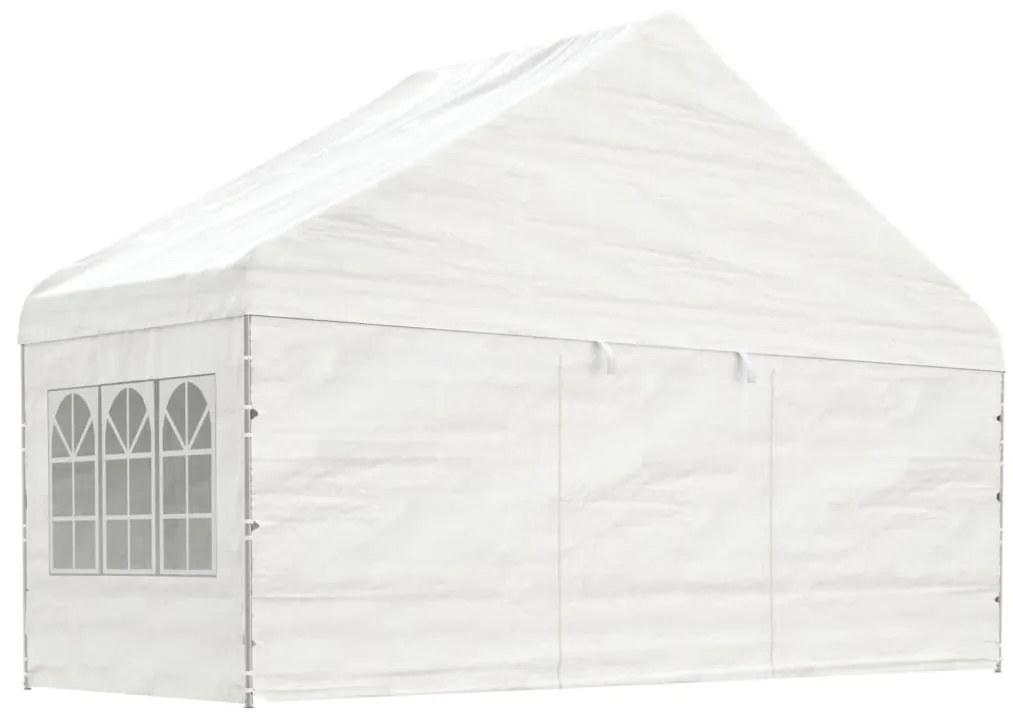 fehér polietilén pavilon tetővel 13,38 x 5,88 x 3,75 m