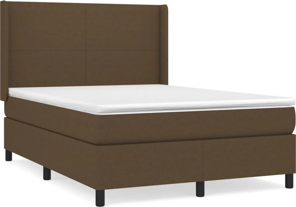 vidaXL sötétbarna szövet rugós ágy matraccal 140 x 190 cm