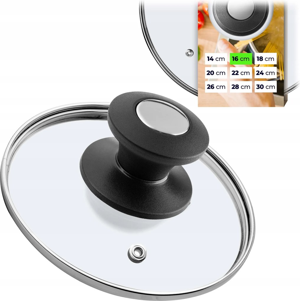 Fedő 16cm Üveg Serpenyő Fedő Edény