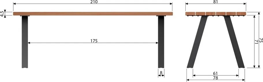 Tömörfa kerti étkezőasztal 81x210 cm Tablo – WOOOD