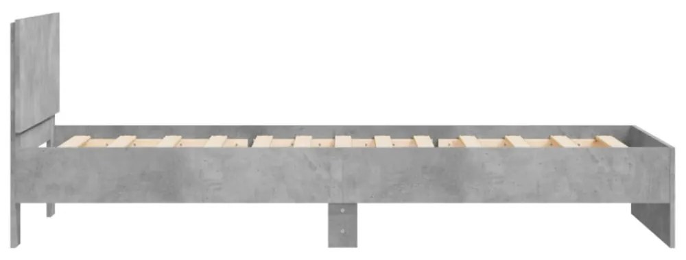 betonszürke szerelt fa ágykeret fejtámlával 100x200 cm