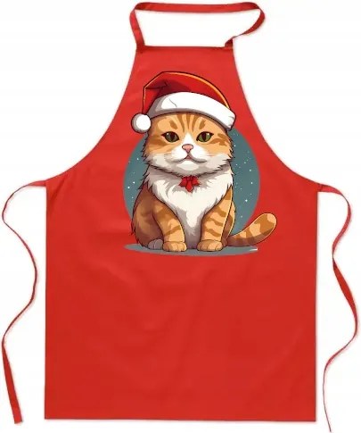 Konyhai kötény Vörös cica karácsonyi cica ajándék