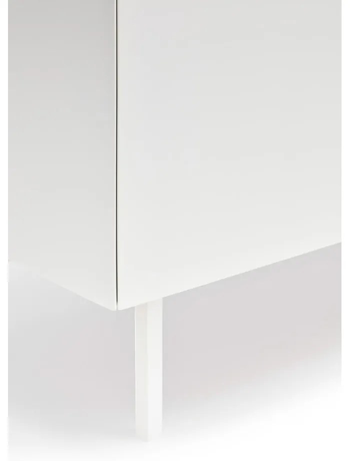 Fehér alacsony komód tölgyfa dekorral 110x85 cm Arista – Teulat
