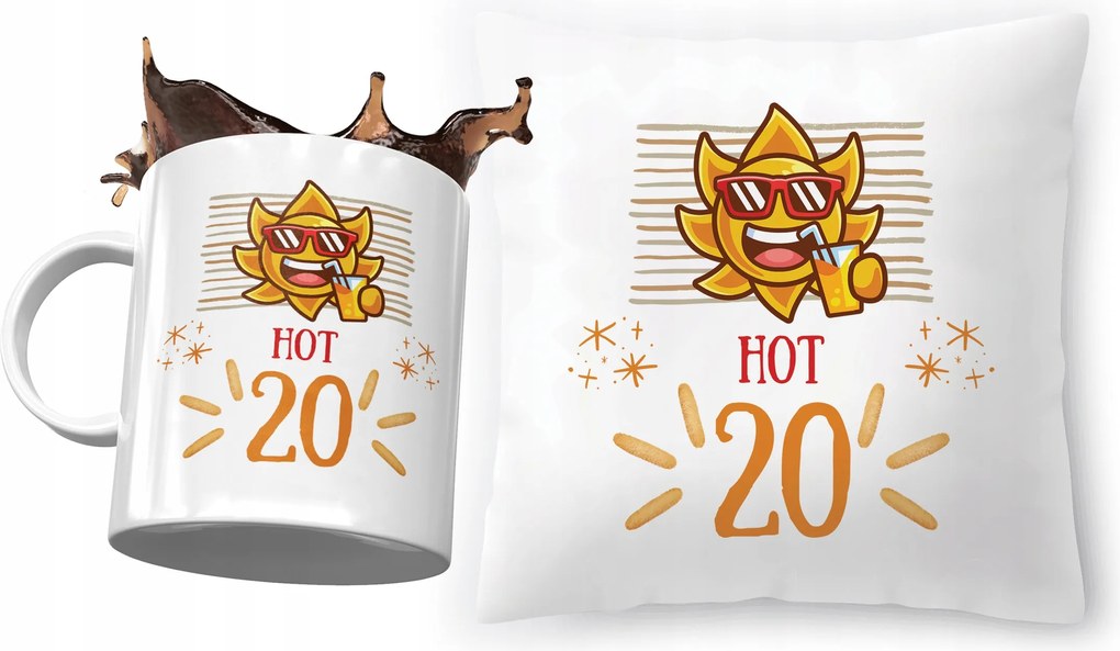 Születésnapi szett 20 20. 20. Párna Bögre Nyomtatott Fotóval