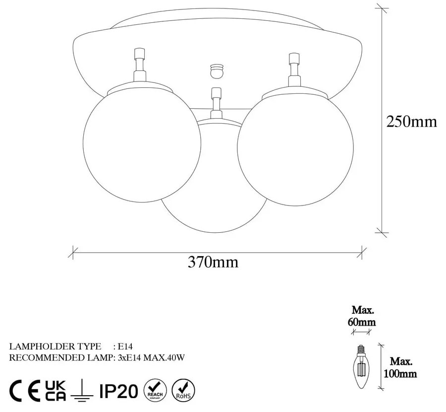 Aranyszínű mennyezeti lámpa üveg búrával 37x44 cm Well – Opviq lights