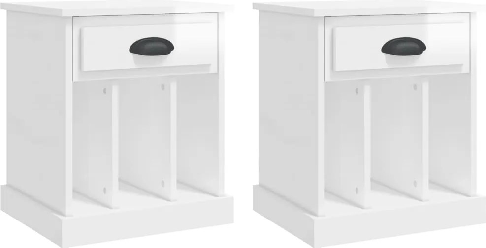 vidaXL 2 db magasfényű fehér éjjeliszekrény 43x36x50 cm