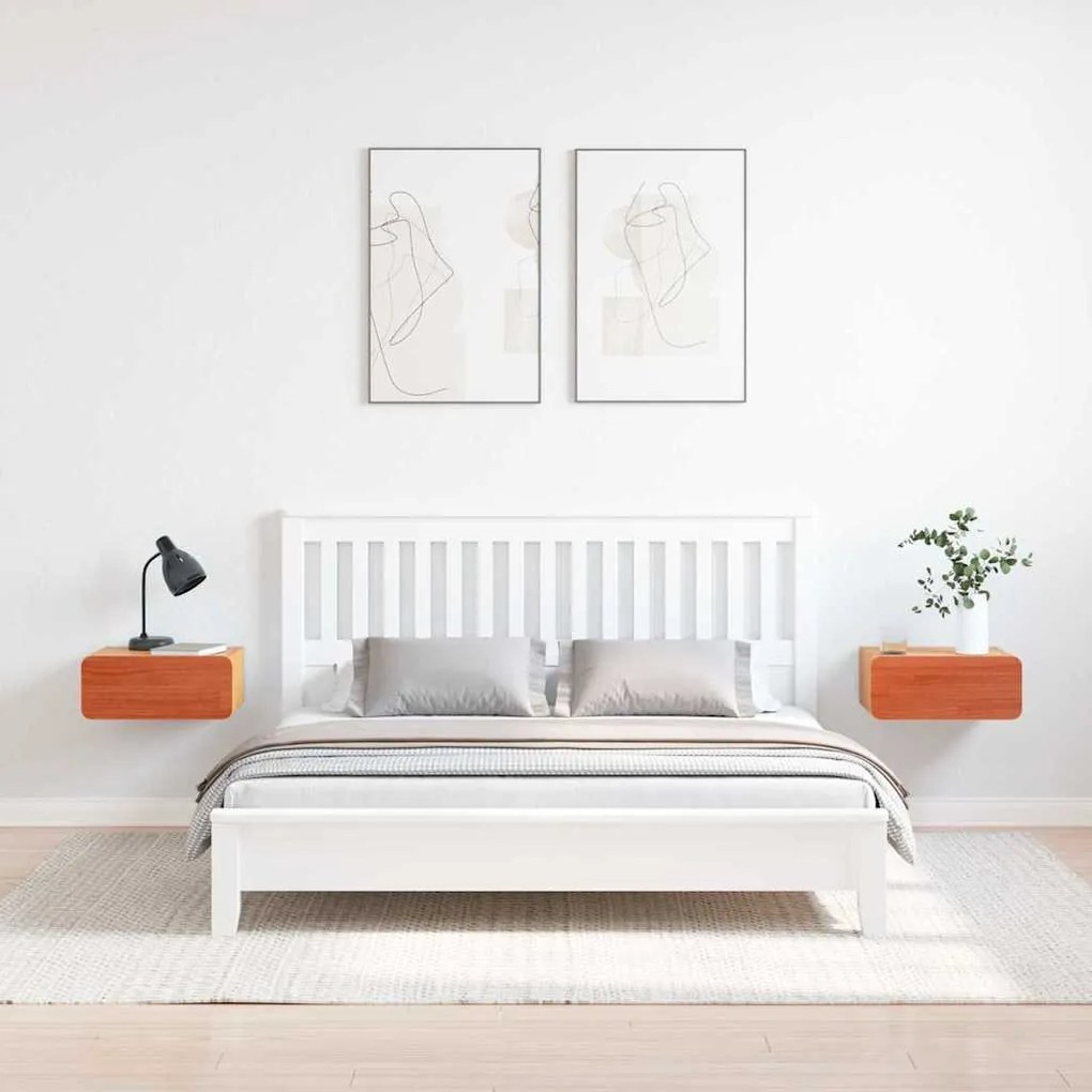 Éjjeli asztal 2 pcs Viaszbarna 39 x 34 x 16.5 cm Tömör fenyőfa