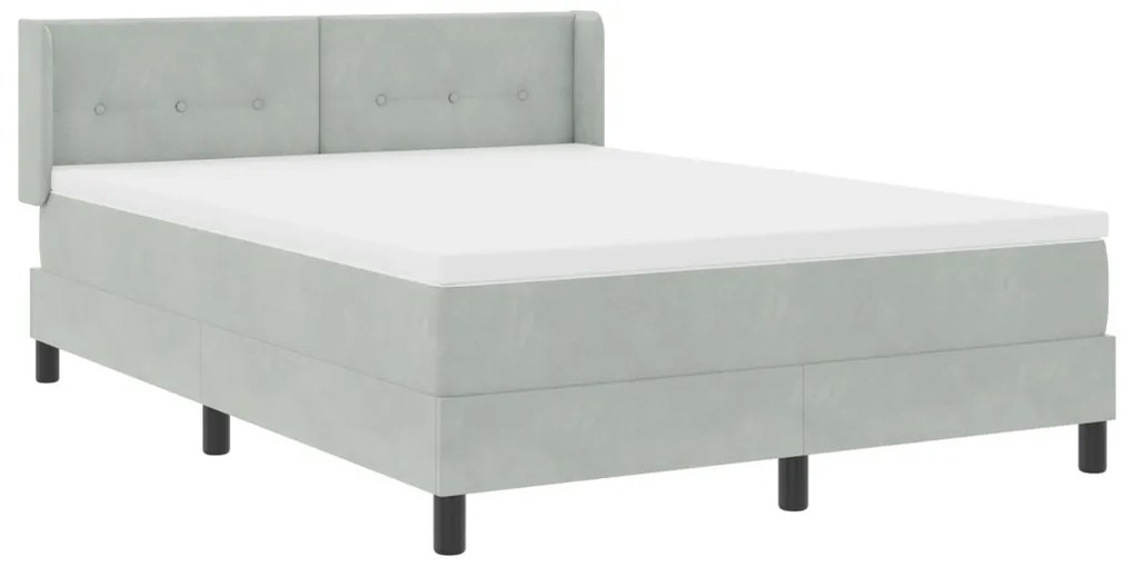Boxspring Ágy Matrac Kép világosszürke 160x200 cm Bársony