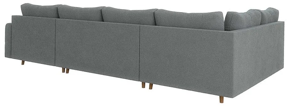 Szürke buklé sarokkanapé (jobb oldali-U alakú) Ariella – Ropez