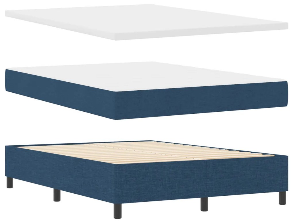 Boxspring Ágy Matraccal - Kék, 140x190 cm, Szövet