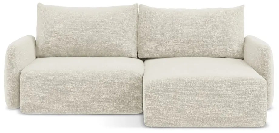 Krémszínű kinyitható-tárolóhelyes sarokkanapé (jobb oldali) Kalena – Makamii