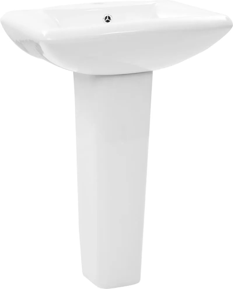 vidaXL szabadon álló fehér kerámia mosdókagyló lábbal 580x470x200 mm